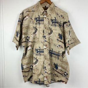 Legendary Whitetails size Large Men’s Tan Bass Fishing Short Sleeve Shirt